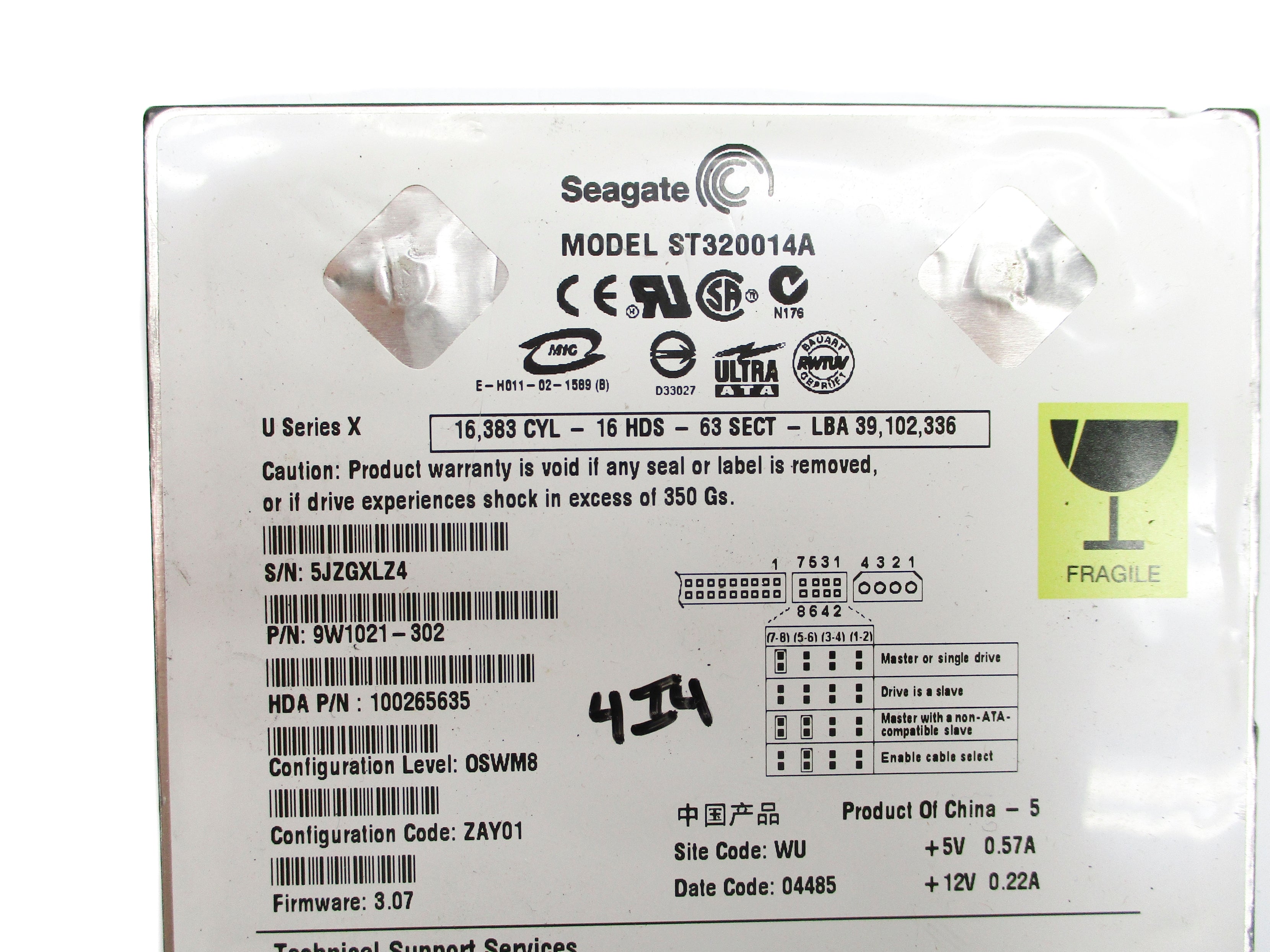 SEAGATE ST320014A 9W1021-302 UNMP