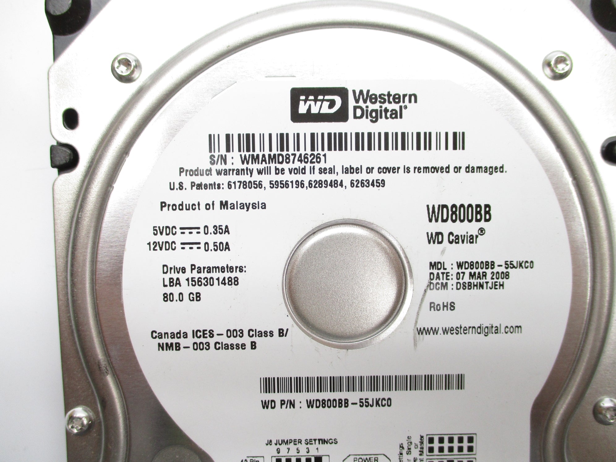 WESTERN DIGITAL WD800BB-55JKC0 NSNP