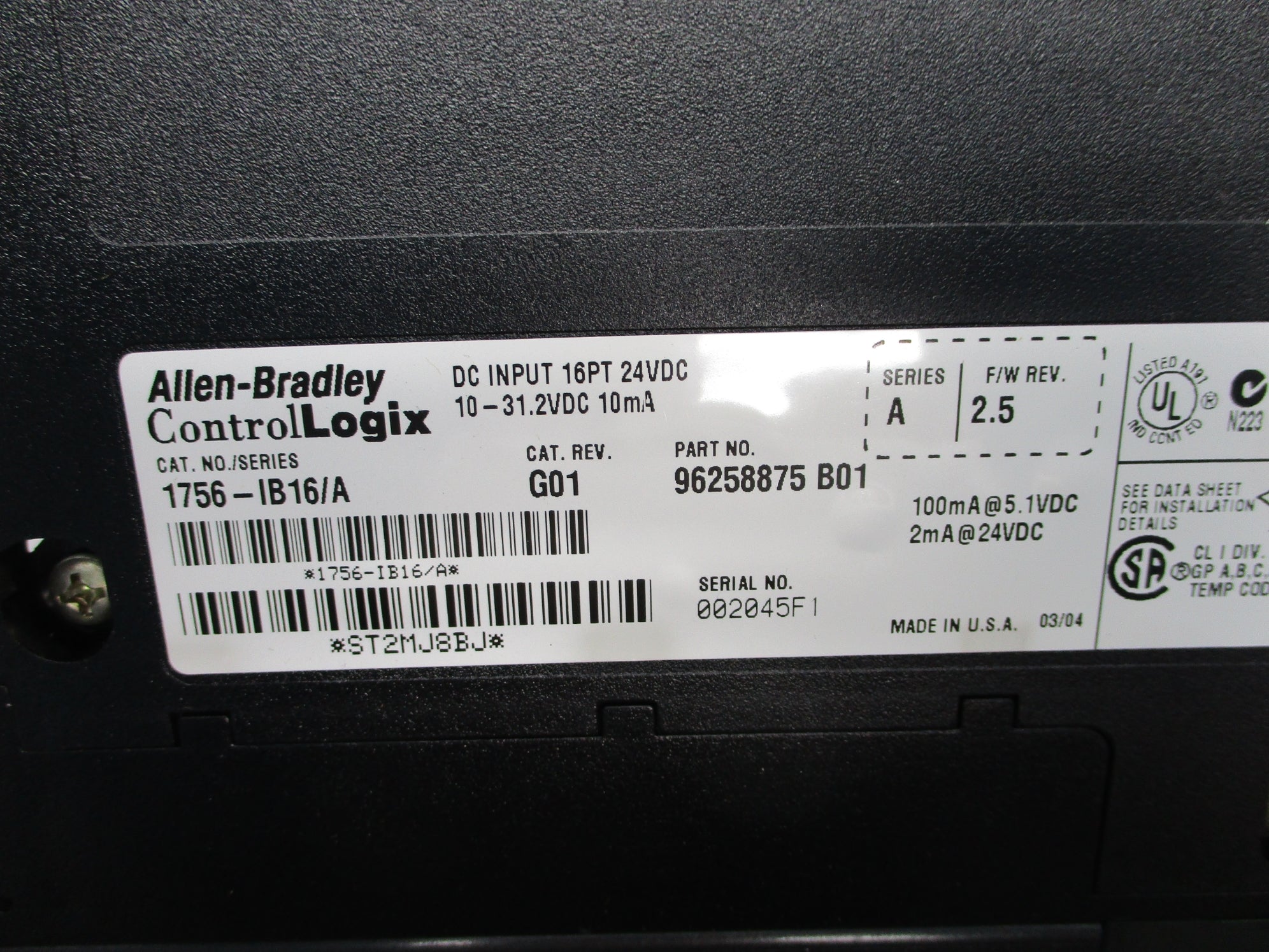ALLEN BRADLEY 1756-IB16 SER. A F/W 2.5 UNMP