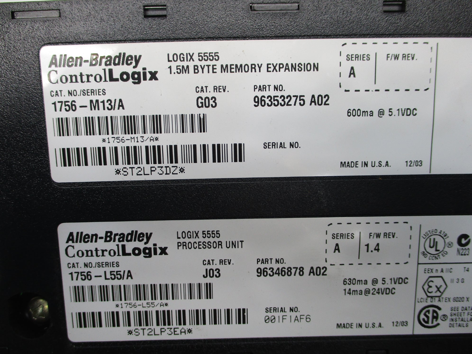 ALLEN BRADLEY 1756-L55 SER. A F/W 1.4 UNMP