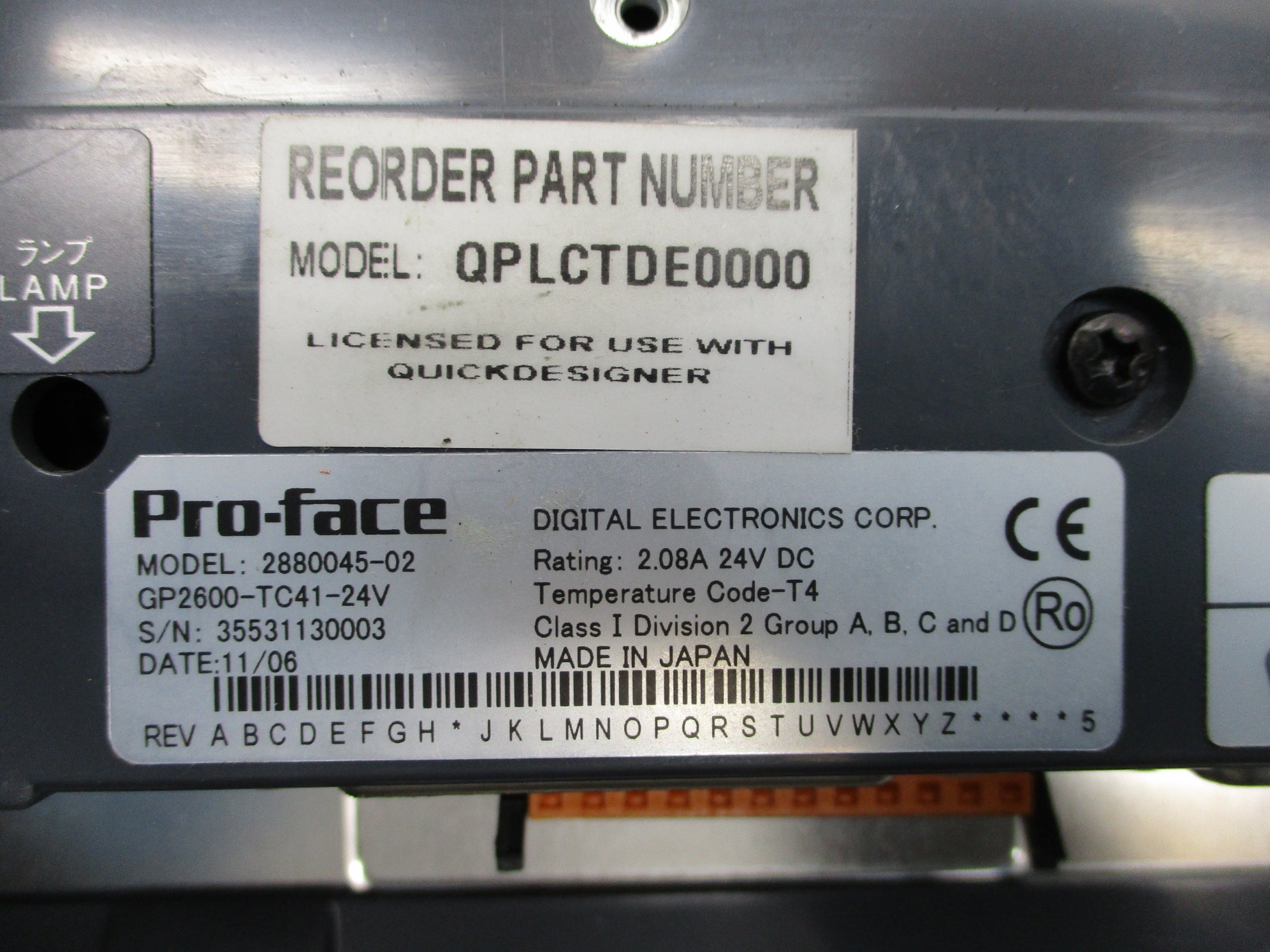 PRO-FACE GP2600-TC41-24V 2880045-02 UNMP
