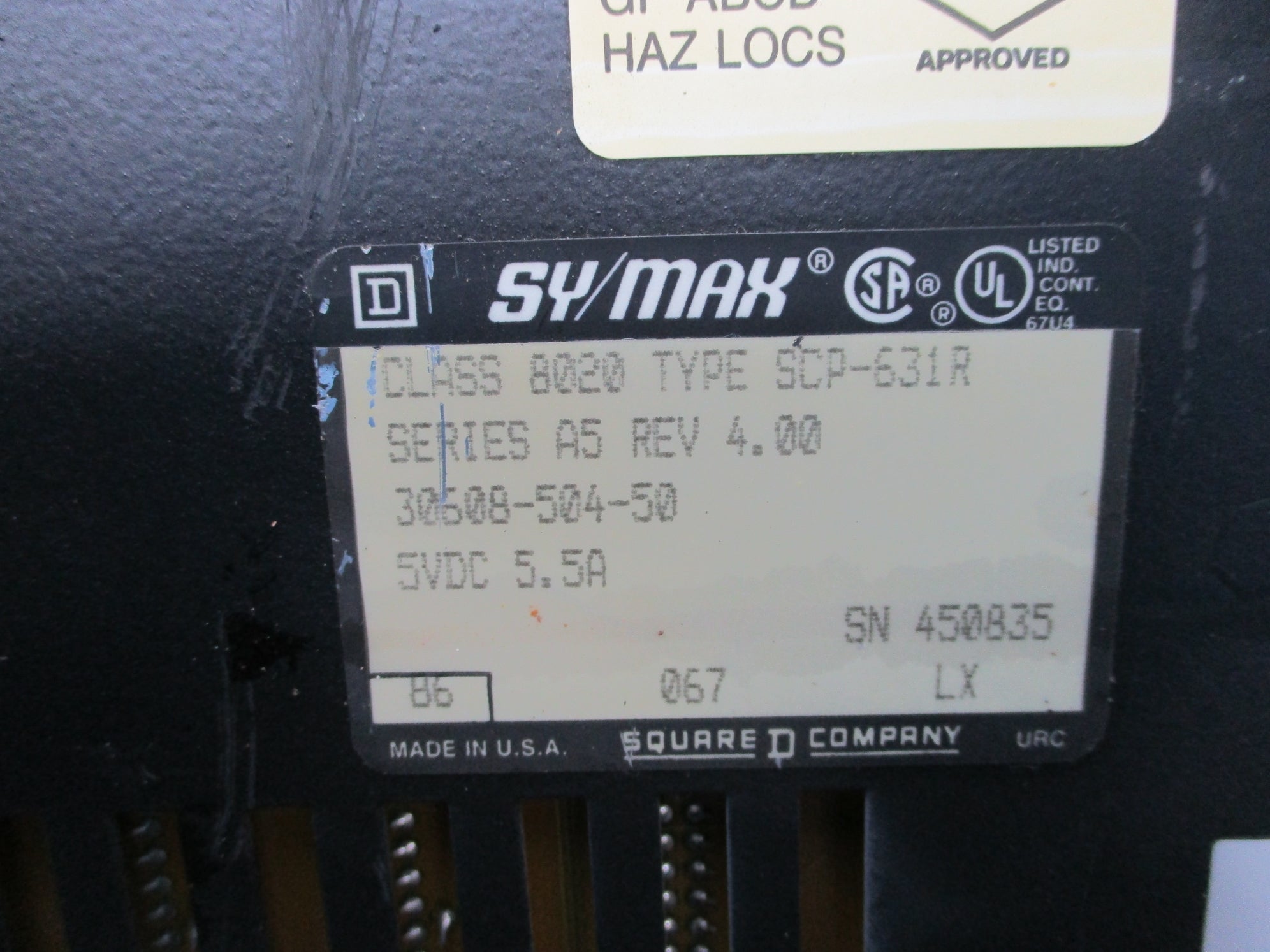 SQUARE D 8020SCP631R SER. A5 (NO KEY) UNMP
