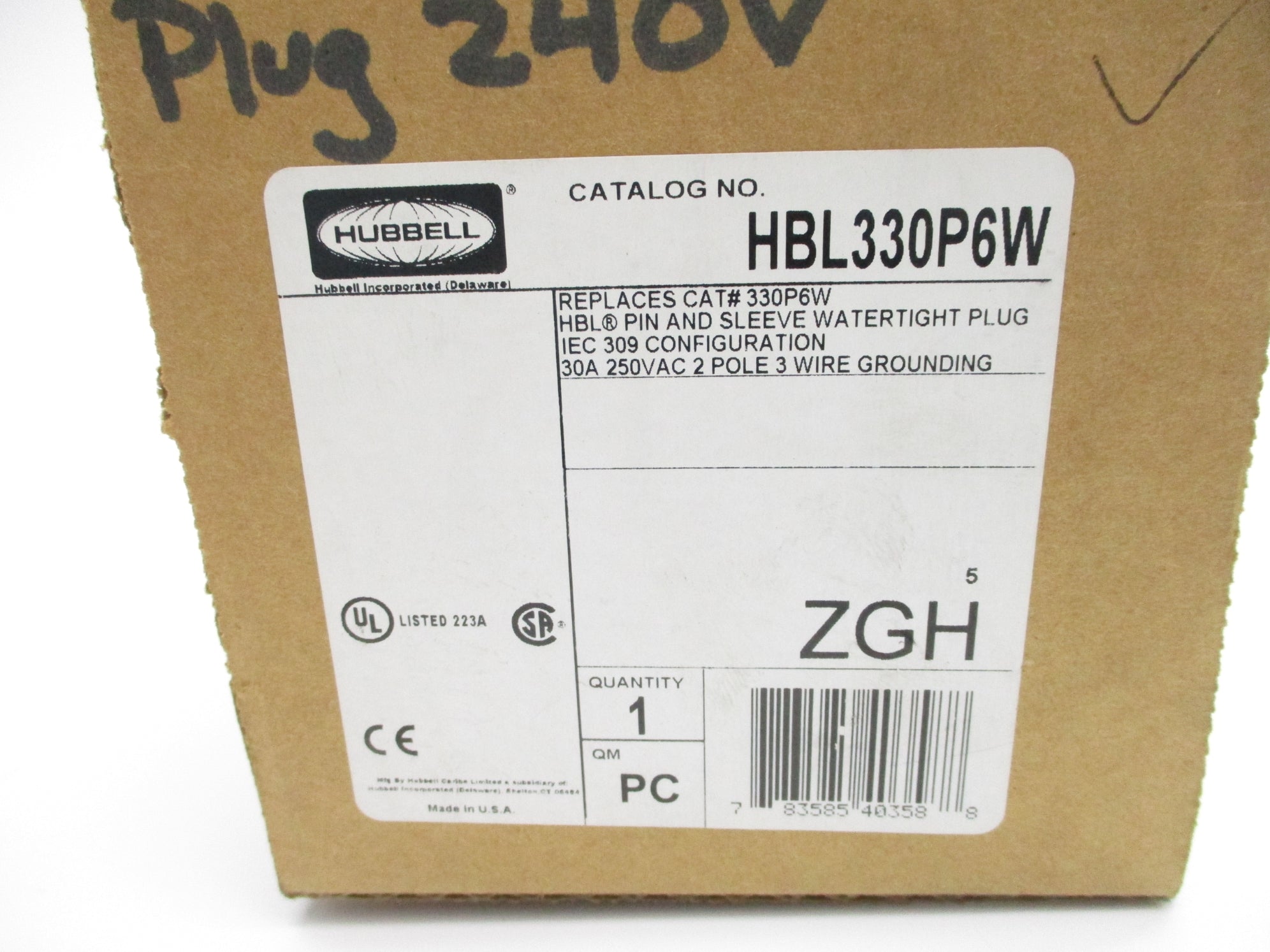 HUBBELL HBL330P6W 250VAC 30A NSMP