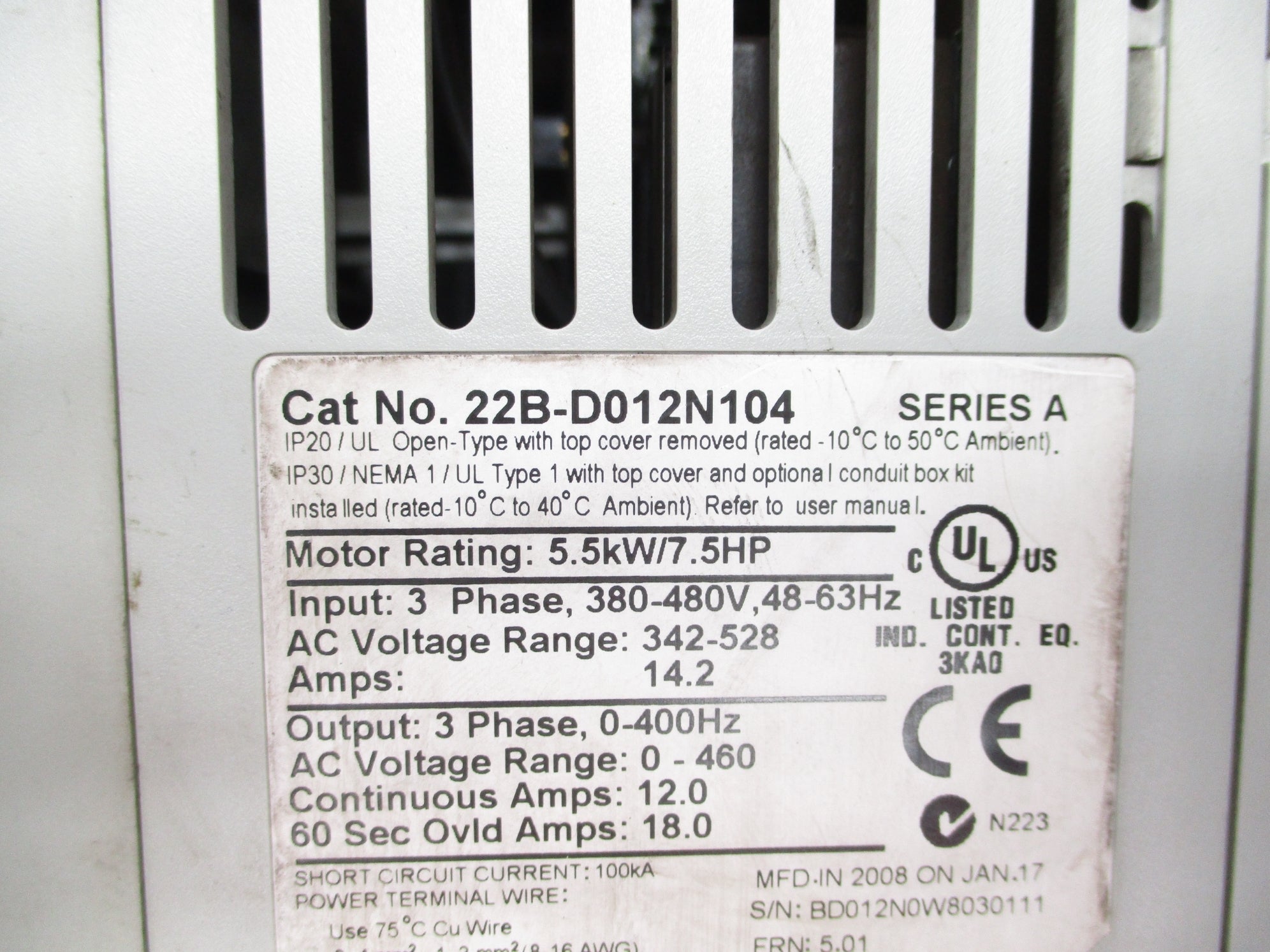 ALLEN BRADLEY 22B-D012N104 SER. A F/W 5.01 UNMP