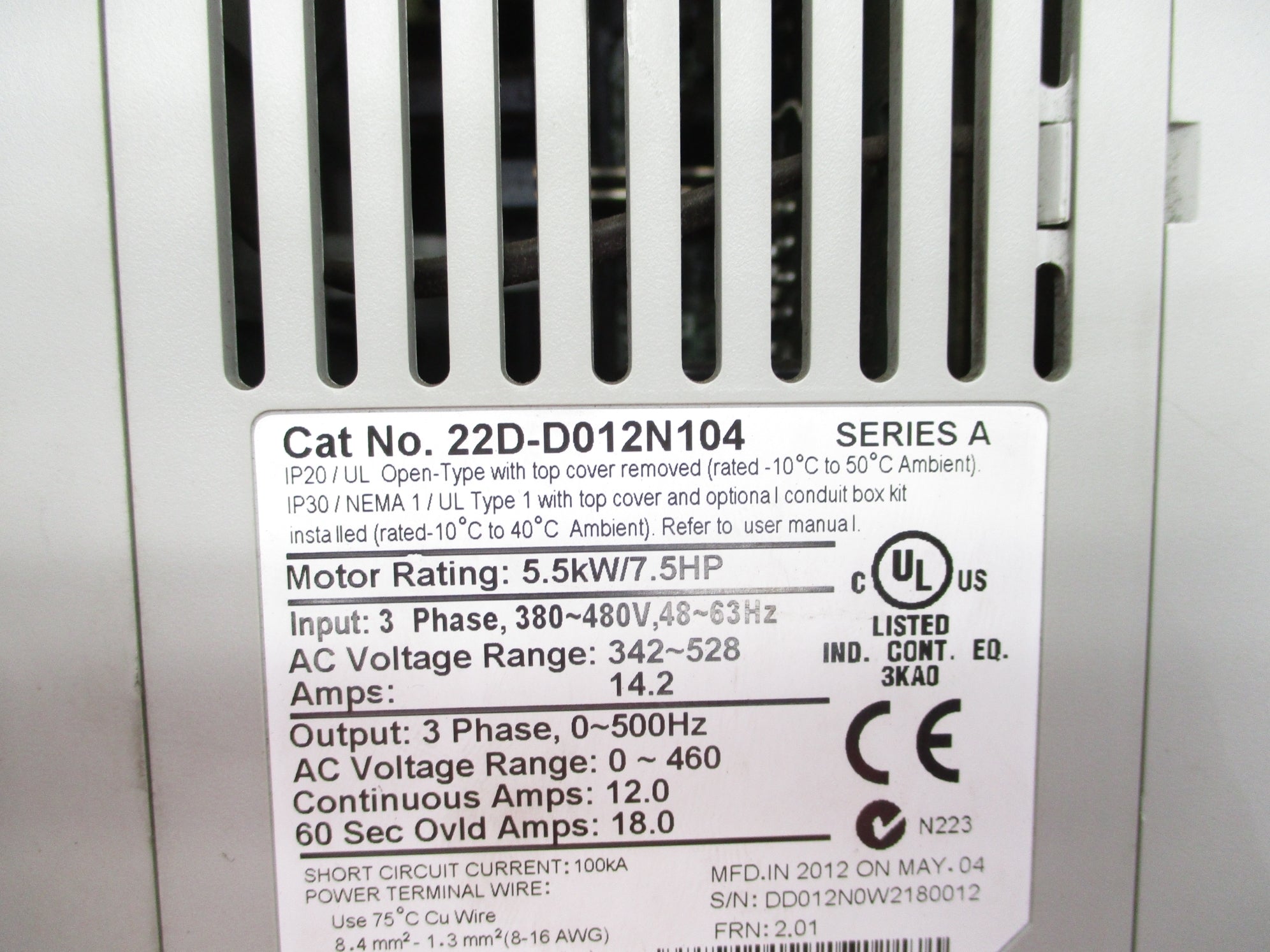 INDUSTRIAL SPARE PART 22D-D012N104 SER. A F/W 2.01 UNMP