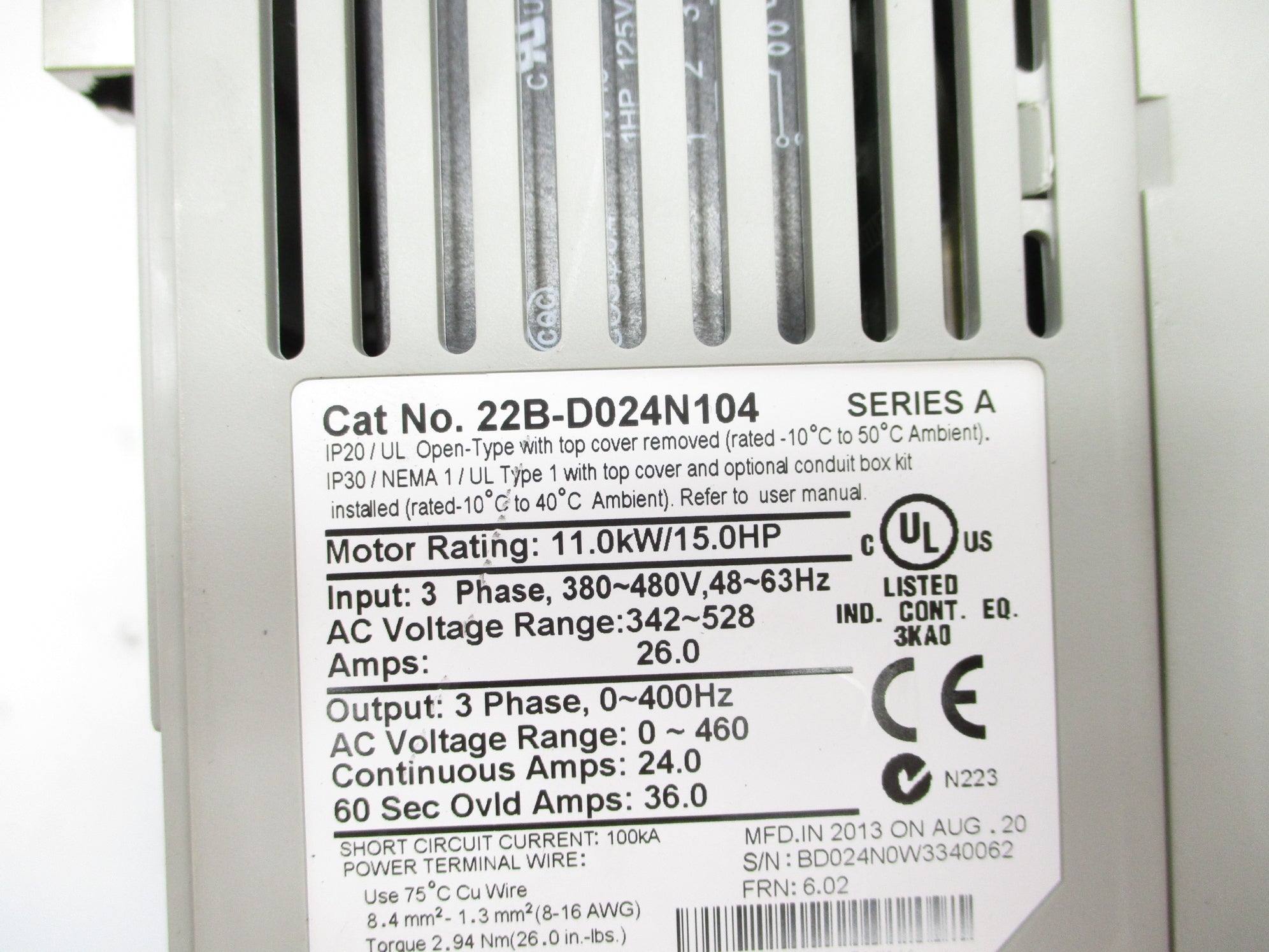 ALLEN BRADLEY 22B-D024N104 SER. A F/W 6.02 (AS PICTURED) UNMP