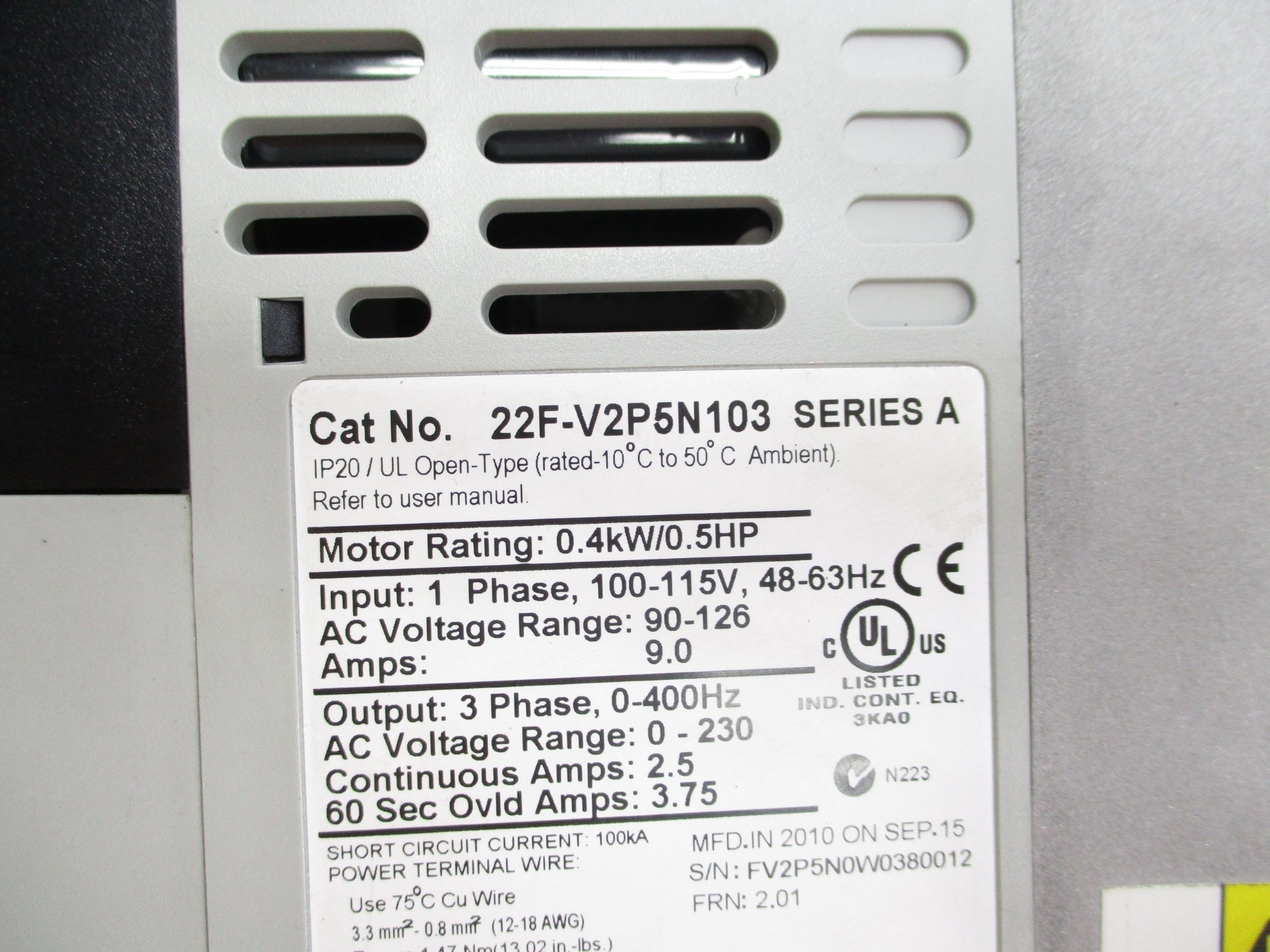 ALLEN BRADLEY 22F-V2P5N103 SER. A F/W 2.01 UNMP