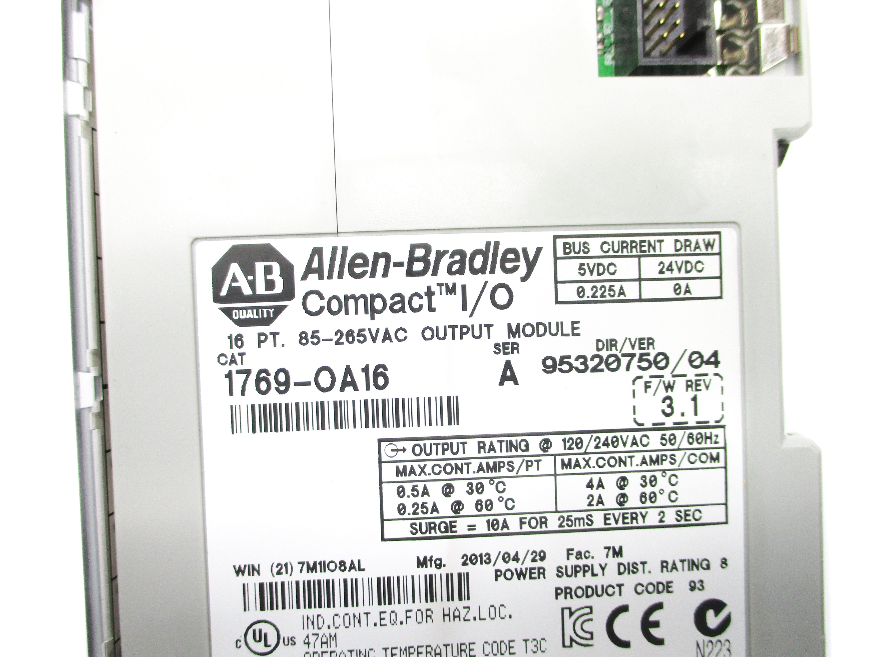 ALLEN BRADLEY 1769-OA16 SER. A F/W 3.1 UNMP