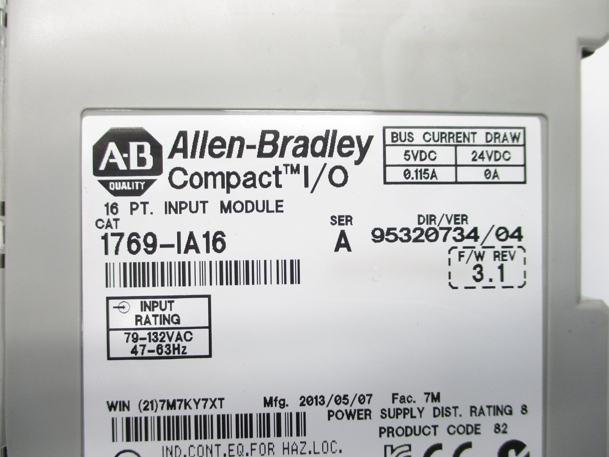 ALLEN BRADLEY 1769-IA16 SER. A F/W 3.1 UNMP