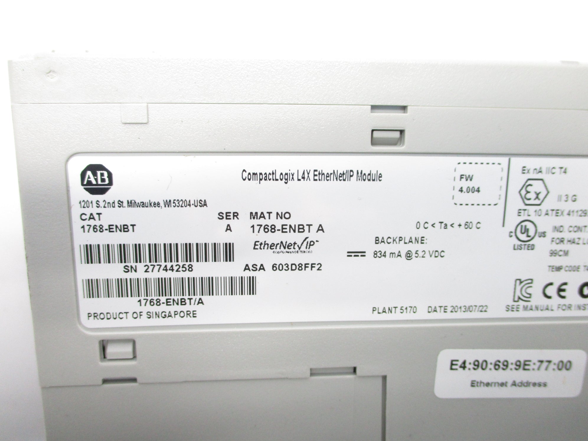 ALLEN BRADLEY 1768-ENBT SER. A F/W 4.004 UNMP