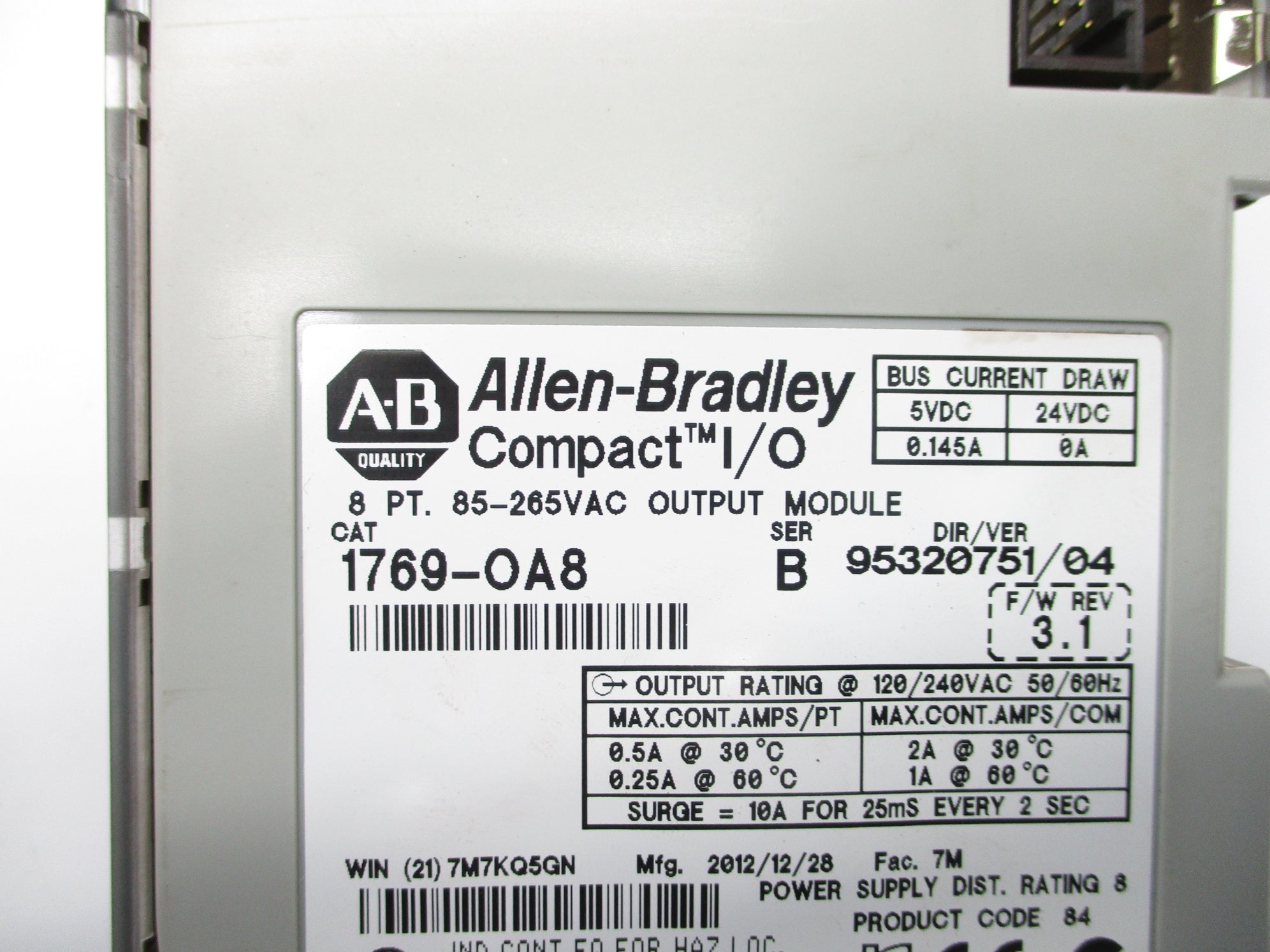 ALLEN BRADLEY 1769-OA8 SER. B F/W 3.1 UNMP