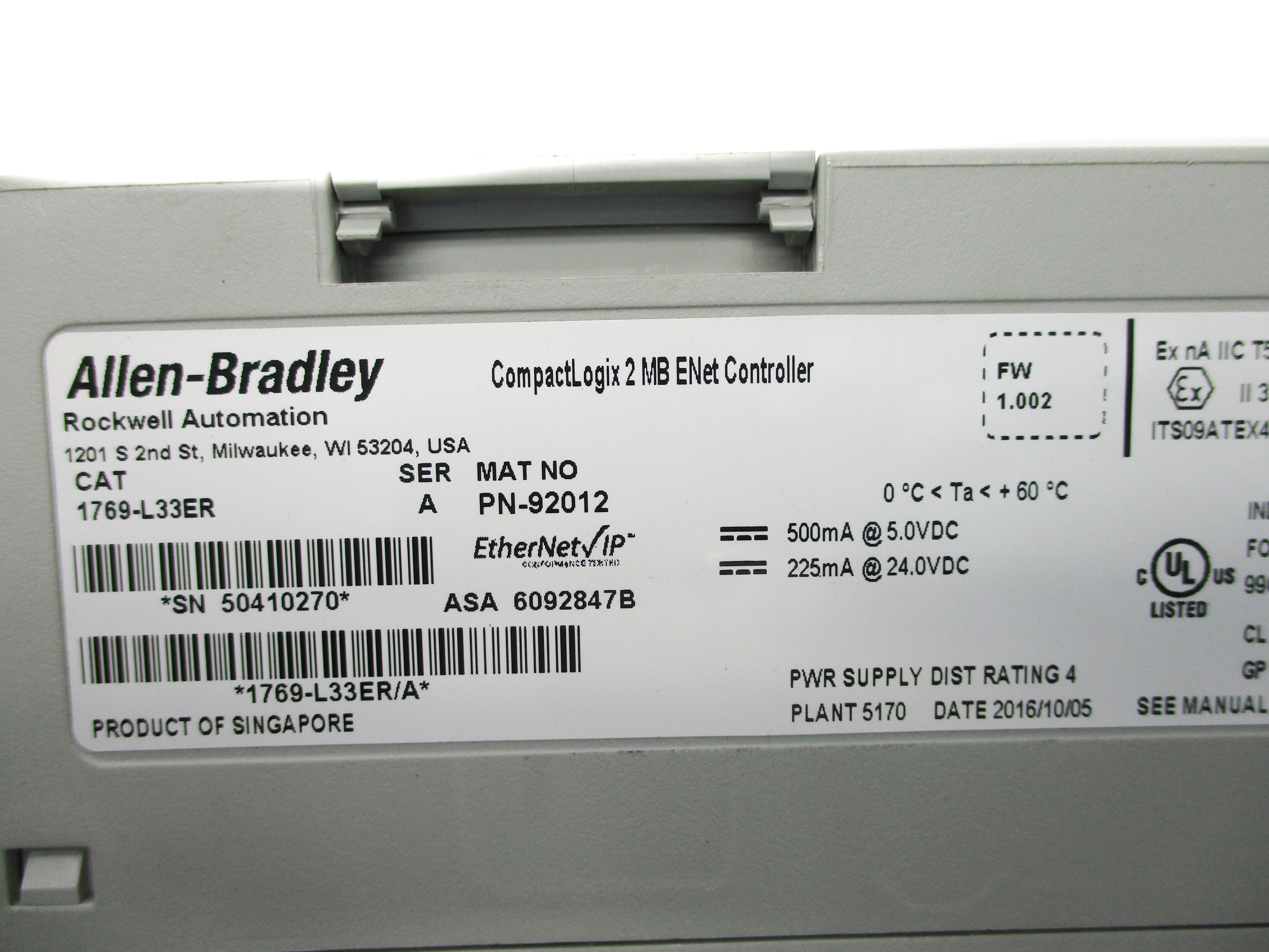ALLEN BRADLEY 1769-L33ER SER. A F/W 1.002 UNMP
