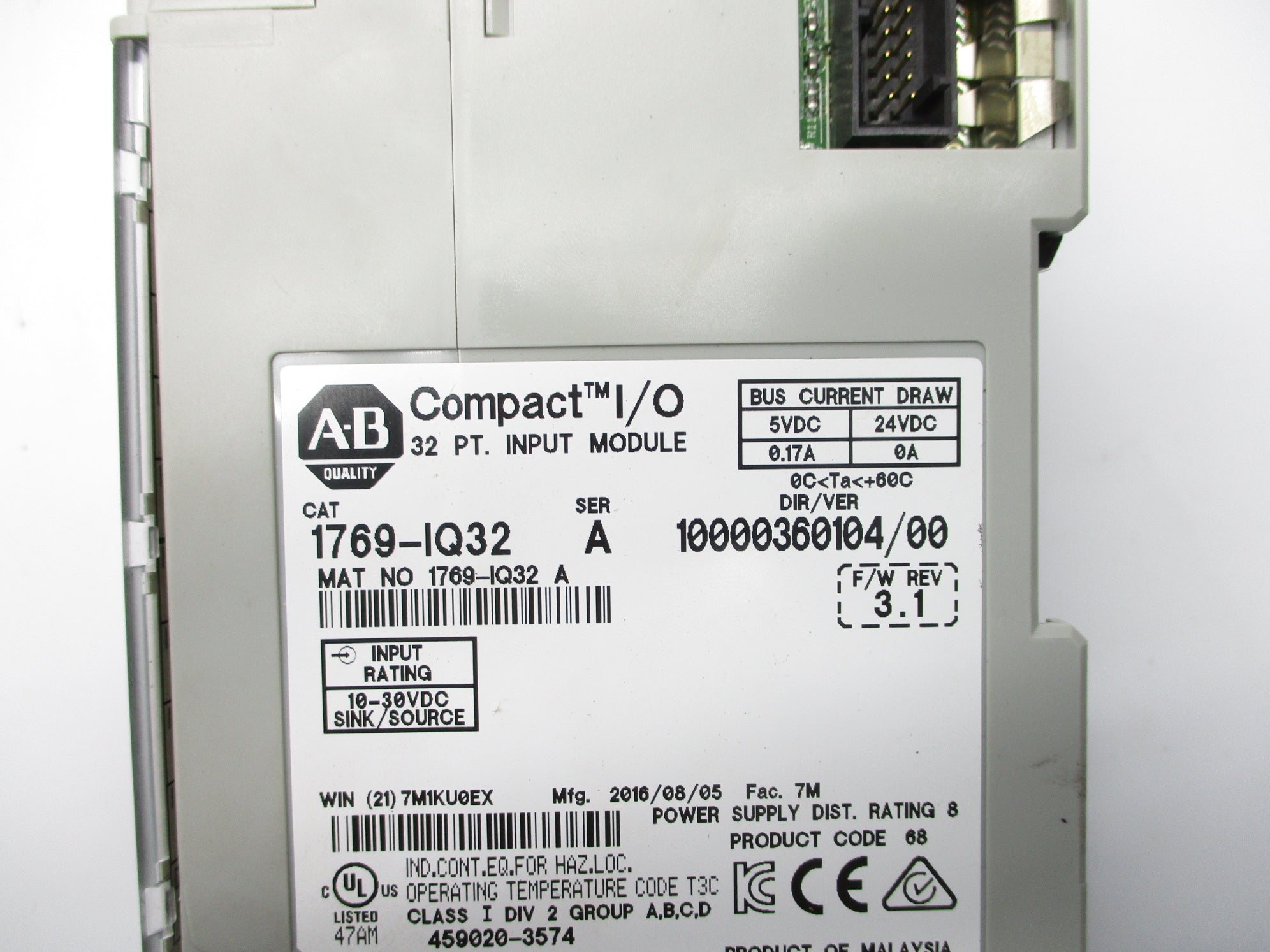 ALLEN BRADLEY 1769-IQ32 SER. A F/W 3.1 UNMP