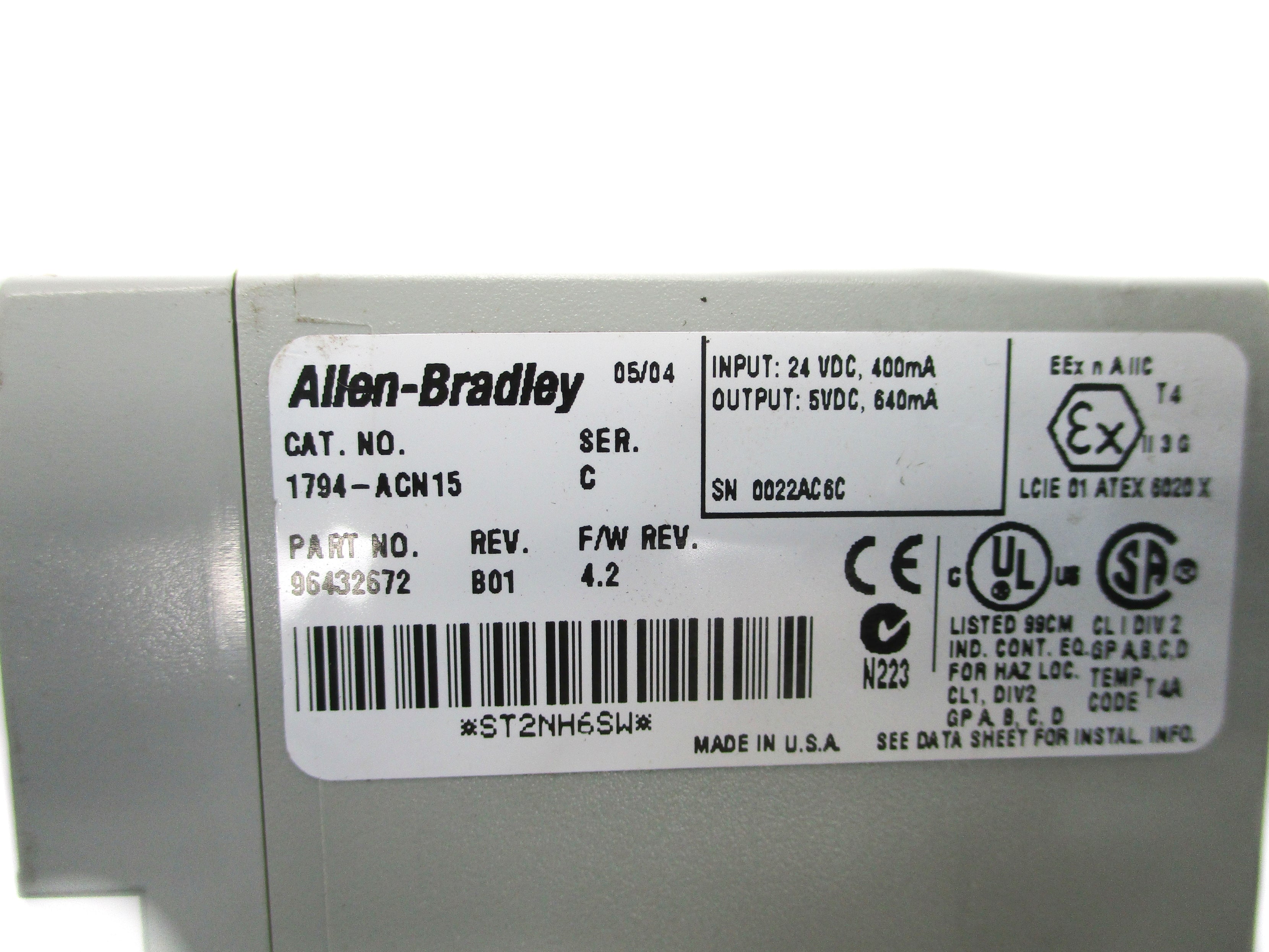 ALLEN BRADLEY 1794-ACN15 SER. C F/W 4.2 UNMP