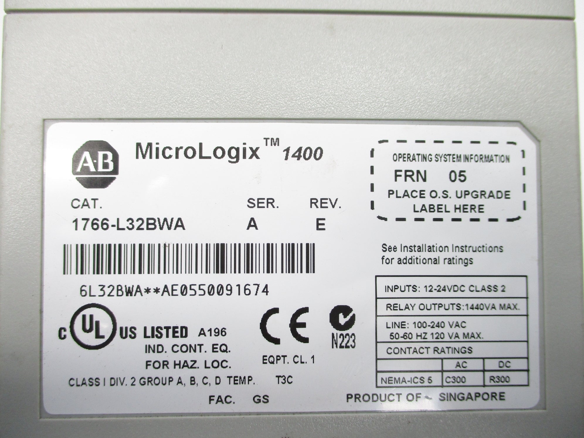 ALLEN BRADLEY 1766-L32BWA SER. A F/W 05 UNMP