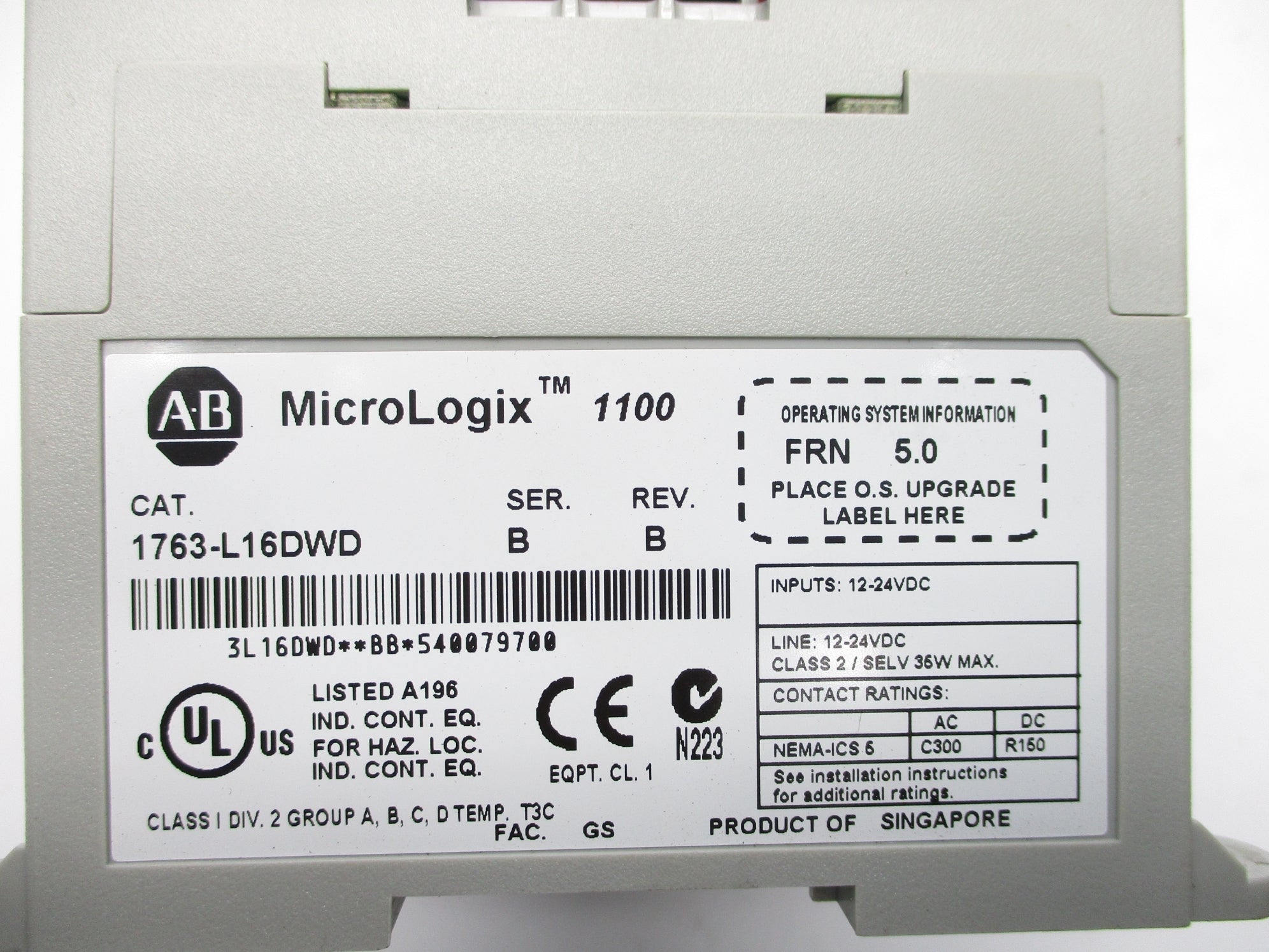 ALLEN BRADLEY 1763-L16DWD SER. B F/W 5.0 UNMP