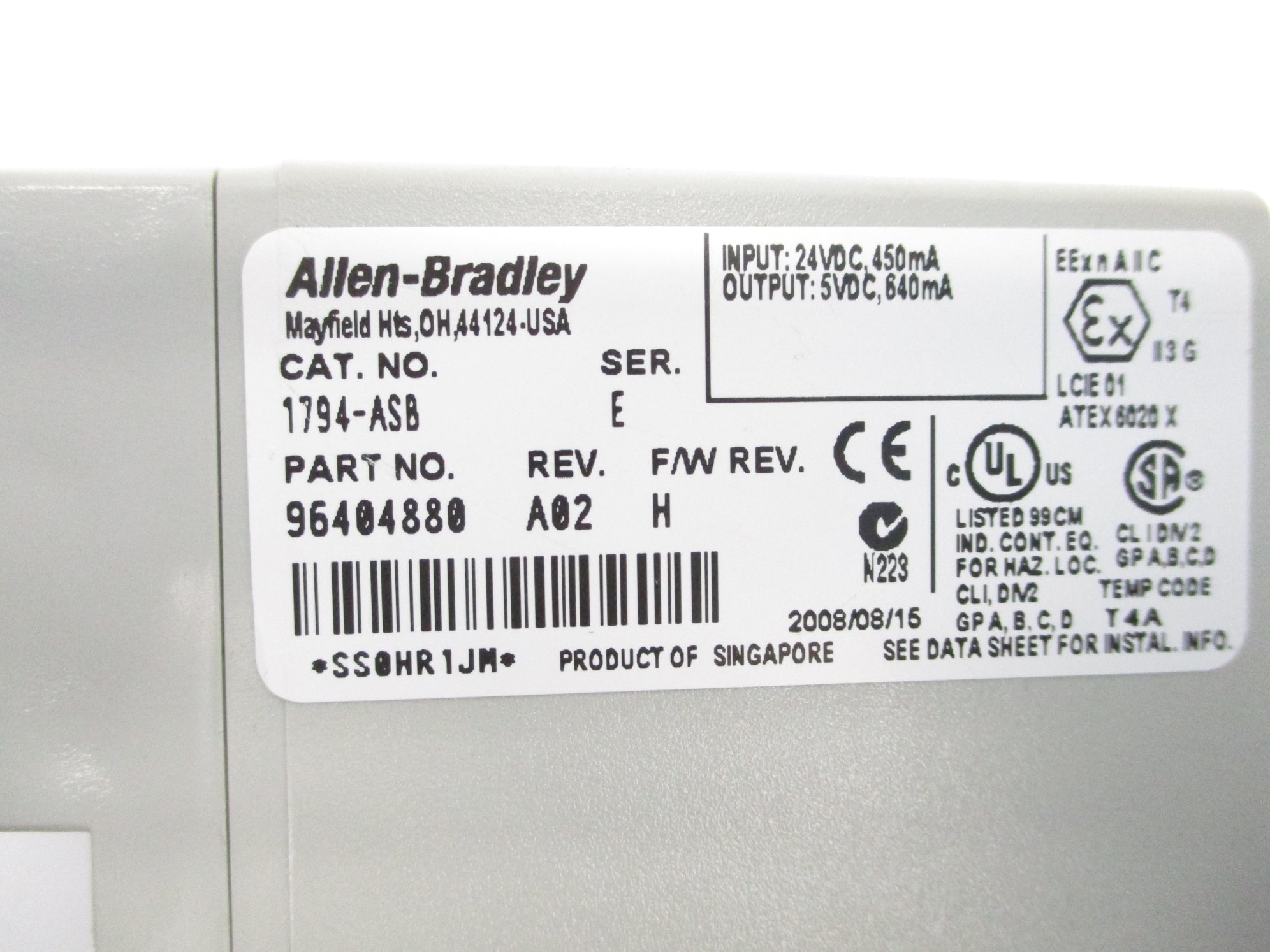 ALLEN BRADLEY 1794-ASB SER. E F/W H NSNP