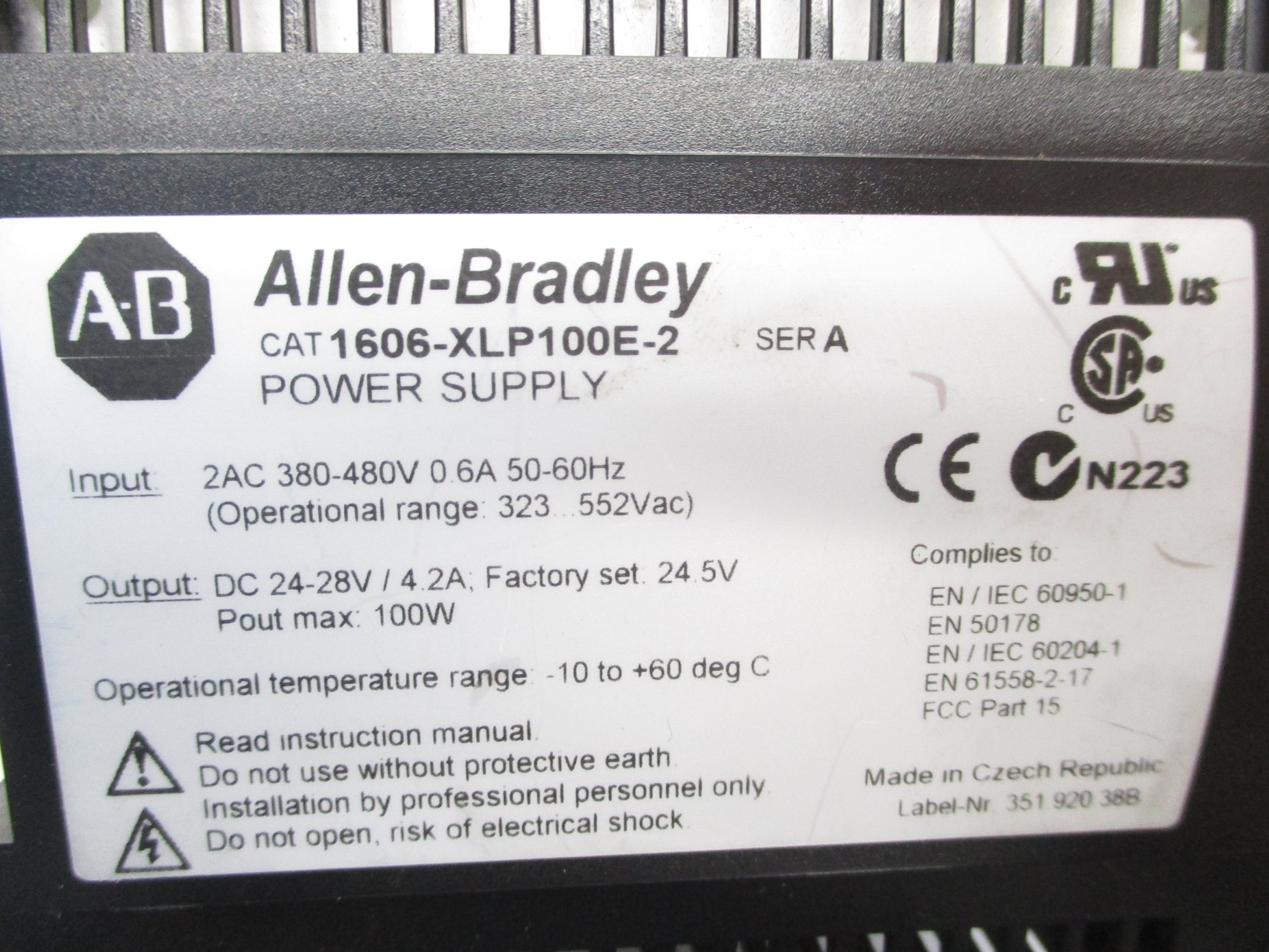 ALLEN BRADLEY 1606-XLP100E-2 SER. A NSNP