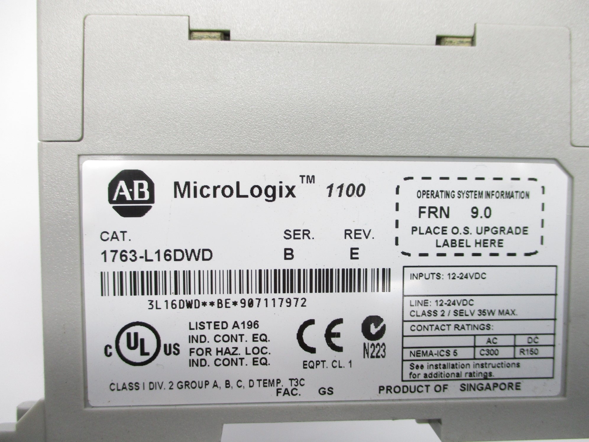 ALLEN BRADLEY 1763-L16DWD SER. B F/W 9.0 UNMP