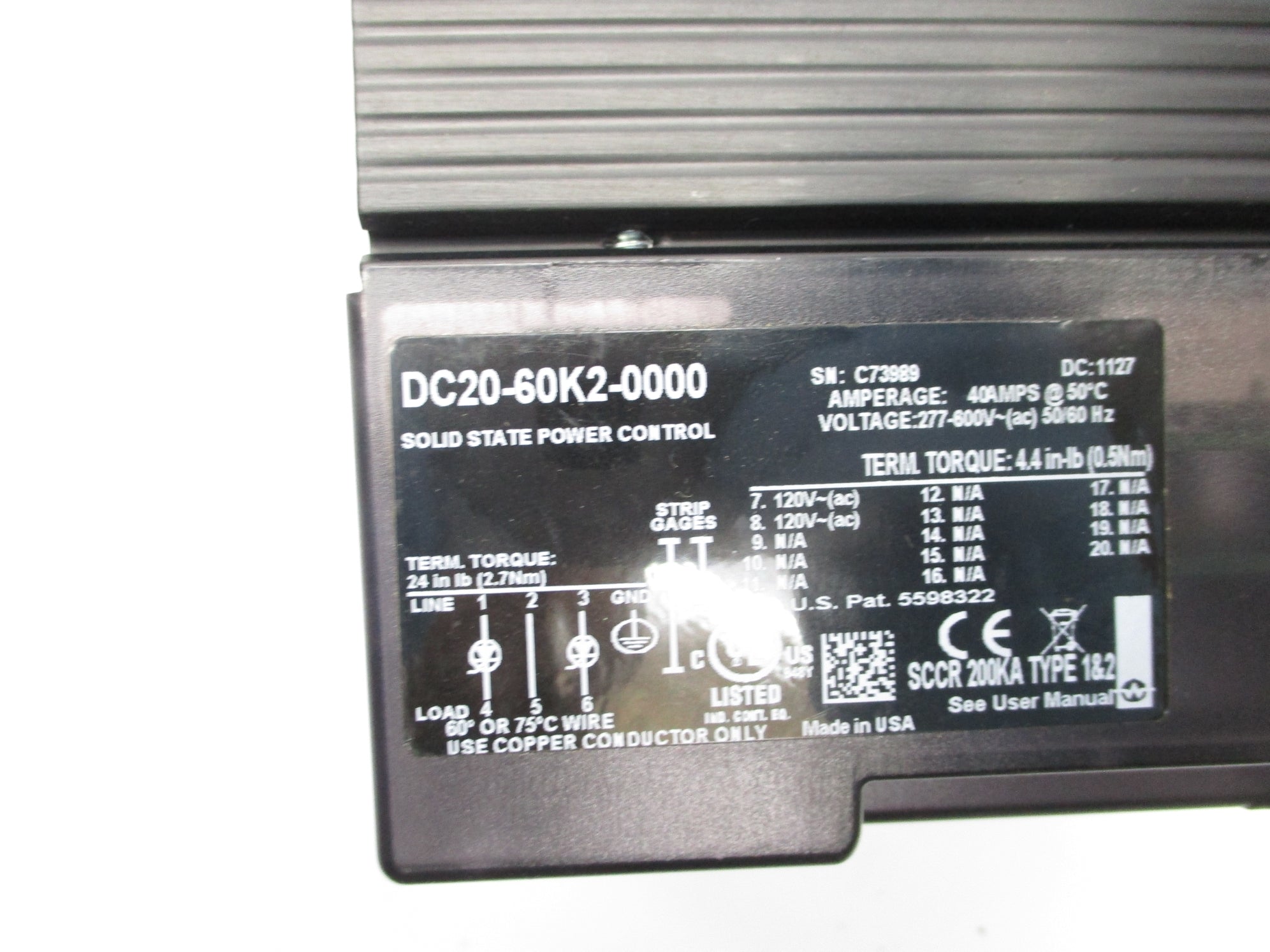 WATLOW DC20-60K2-0000 277/600V UNMP