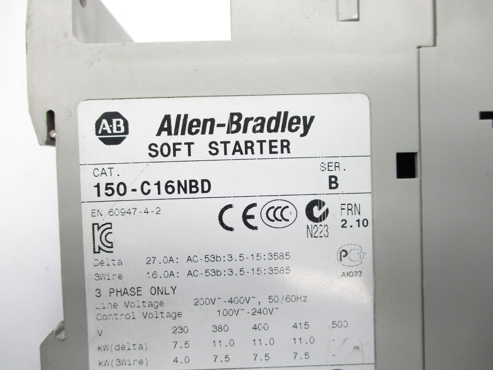 ALLEN BRADLEY 150-C16NBD SER. B F/W 2.10 UNMP