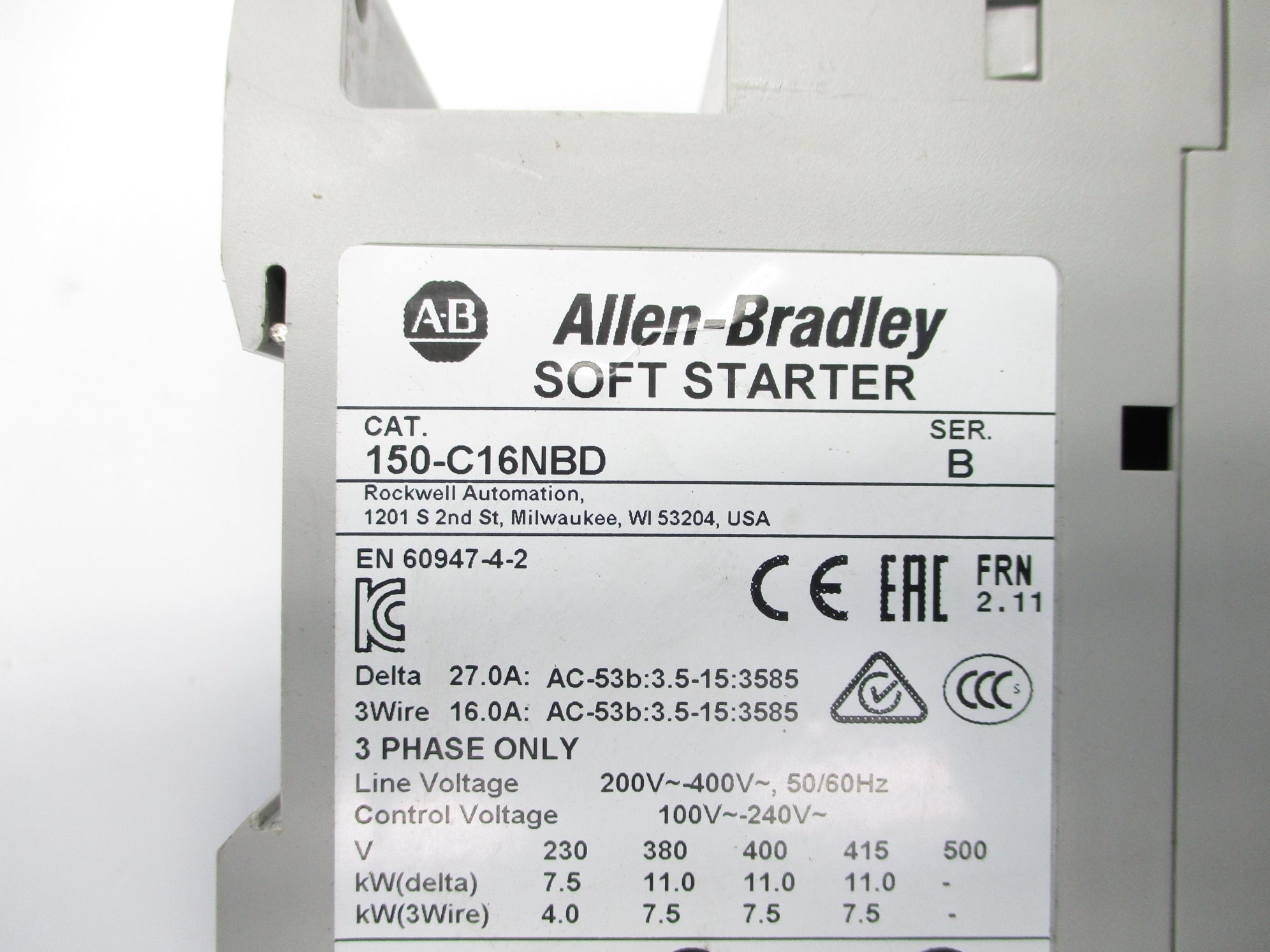 ALLEN BRADLEY 150-C16NBD SER. B F/W 2.11 UNMP