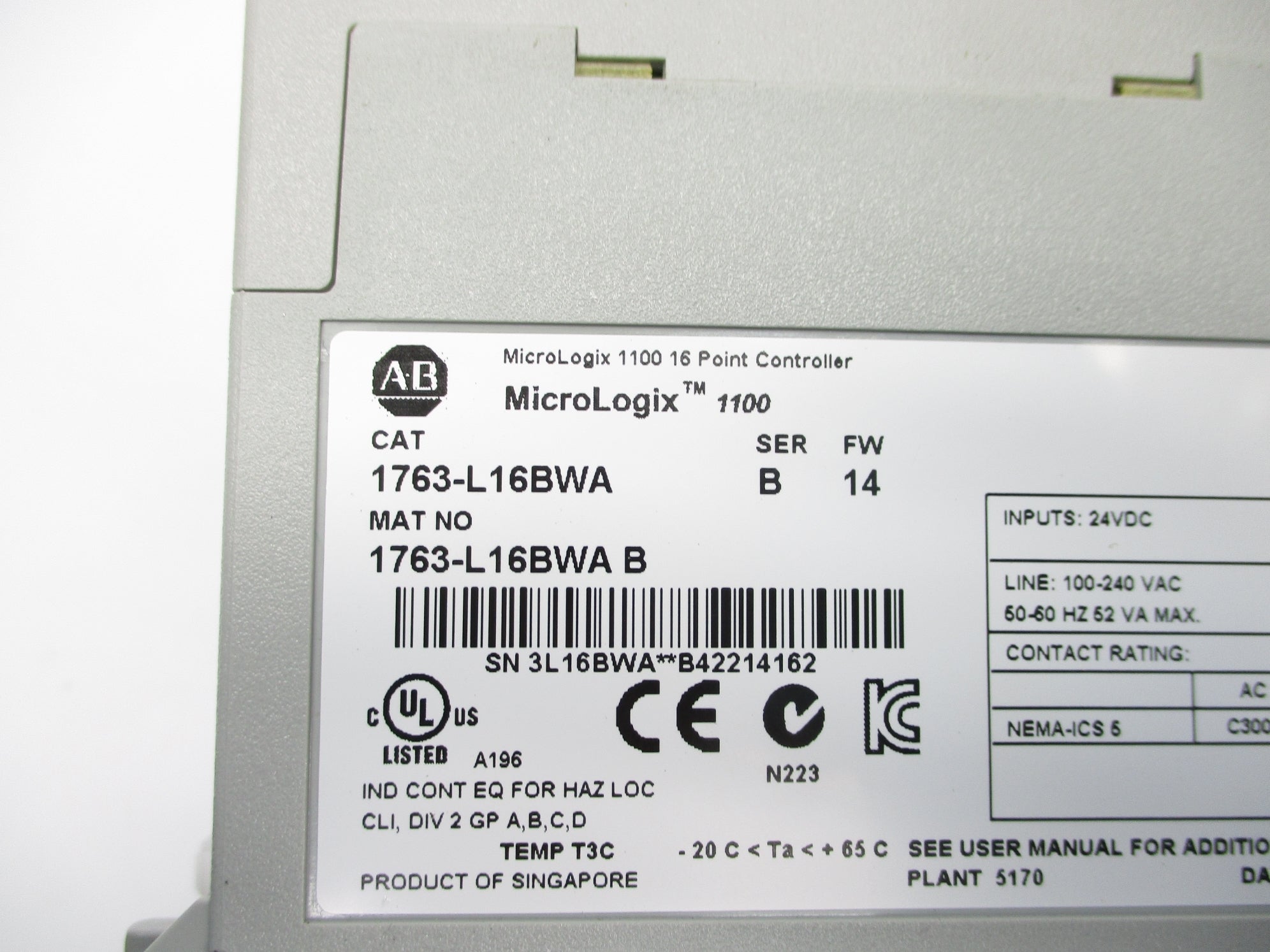 ALLEN BRADLEY 1763-L16BWA SER. B F/W 14 NSNP