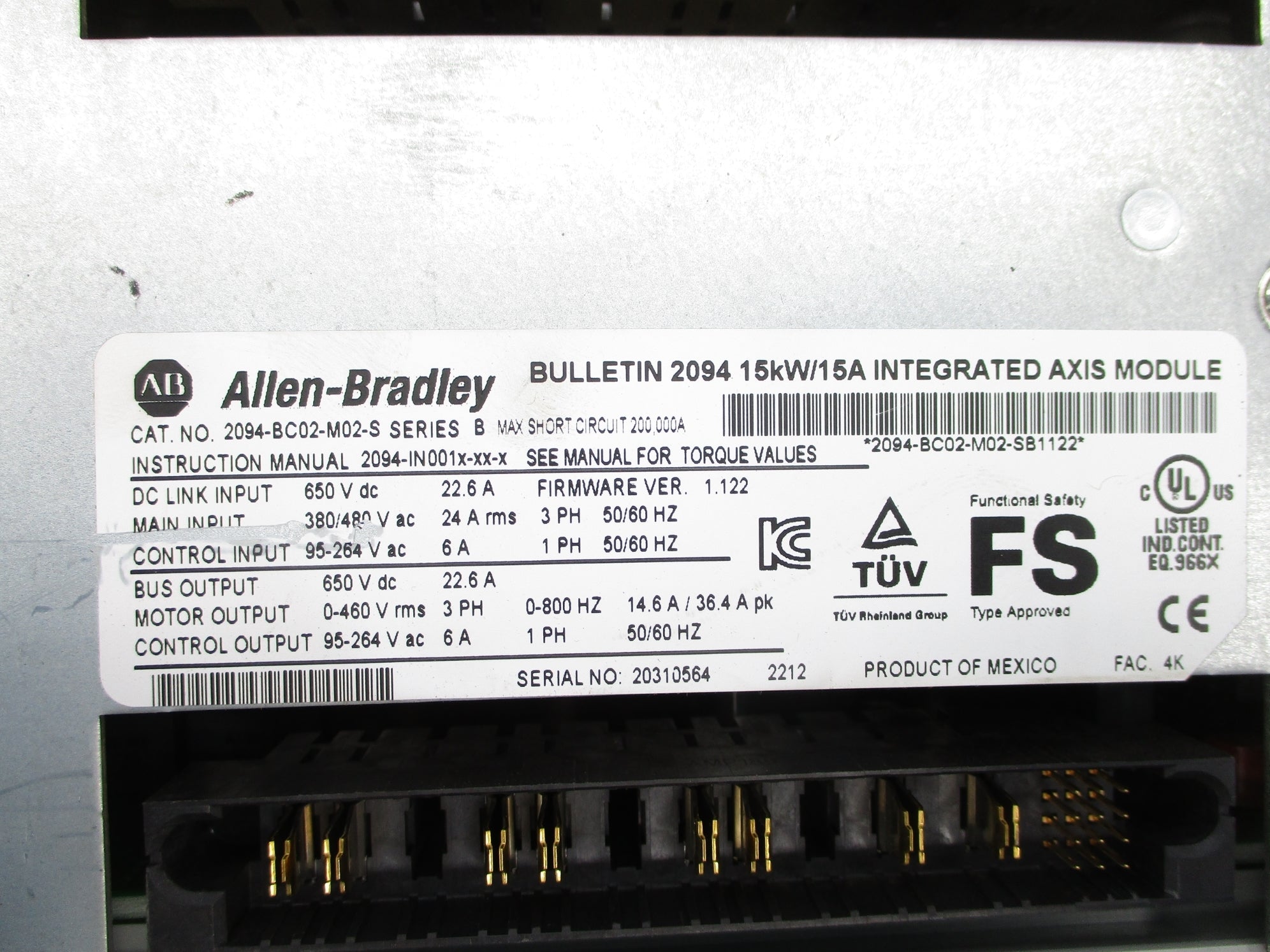 ALLEN BRADLEY 2094-BC02-M02-S SER. B F/W 1.122 UNMP