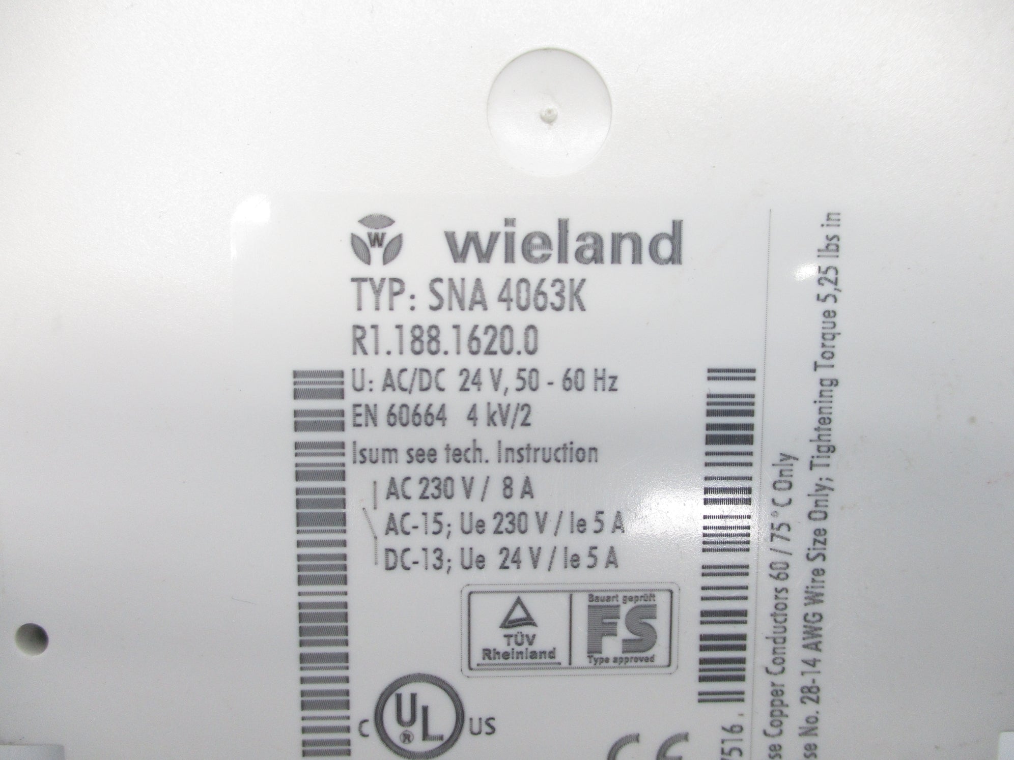 WIELAND SNA4063K R1.188.1620.0 24V NSNP