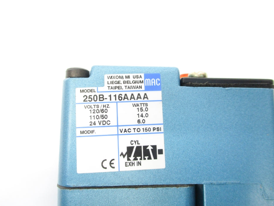 MAC 250B-116AAAA 150PSI 110/120V 24VDC NSNP