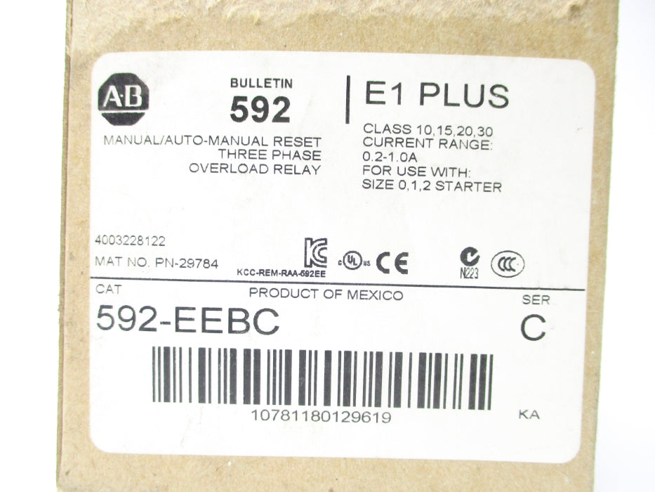 INDUSTRIAL SPARE PART 592-EEBC SER. C 600V 0.2-1.0A (BR/WH) NSMP