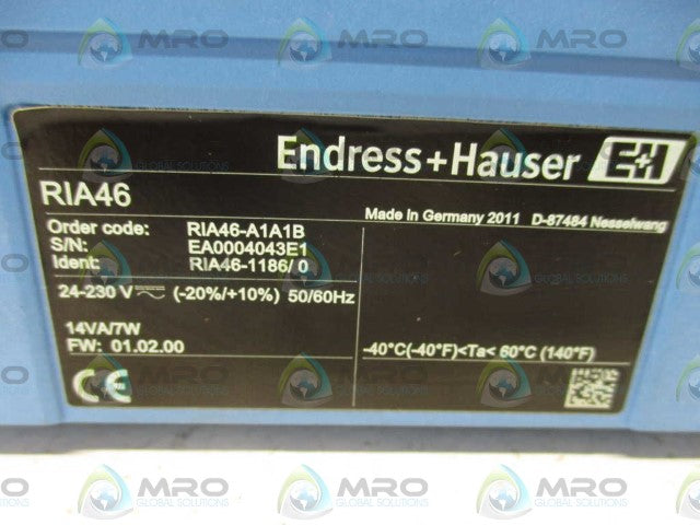 ENDRESS+HAUSER RIA46-A1A1B FIELD DISPLAY AND CONTROL UNIT *NEW NO BOX*