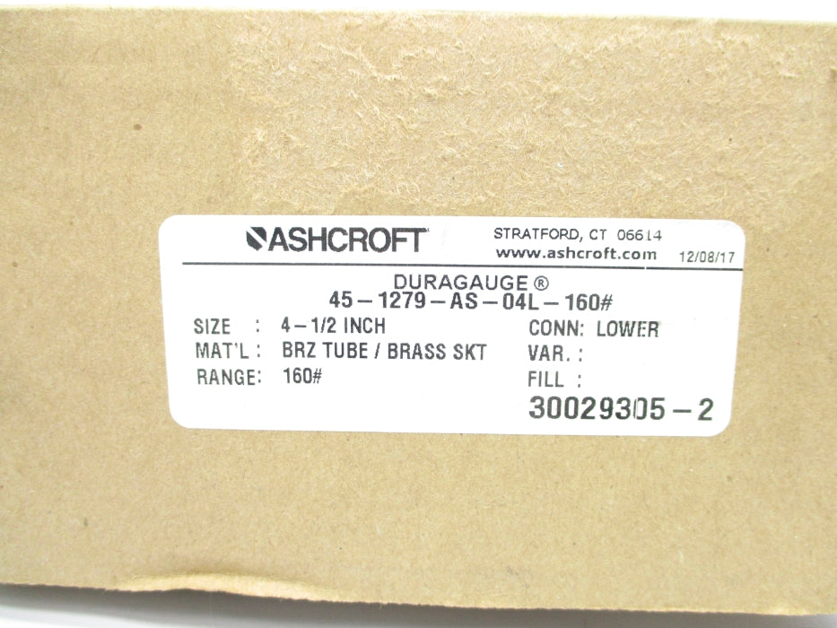 ASHCROFT 45-1279-AS-04L-160# 0-160PSI NSMP