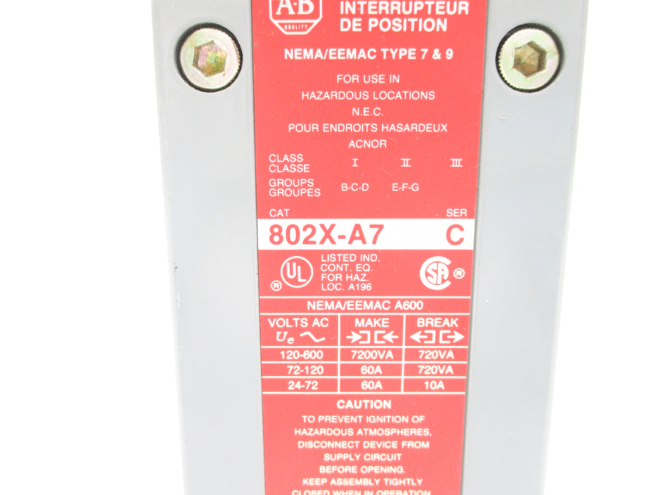 ALLEN BRADLEY 802X-A7 SER. C (AS PICTURED) NSNP