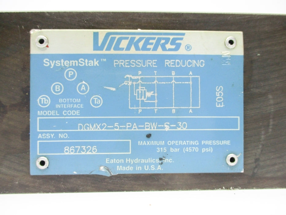 VICKERS DGMX25PABWS30 867326 4570PSI NSNP