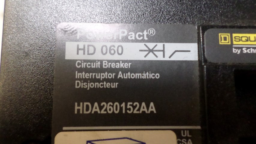 SQUARE D POWERPACT HD 060 HDA260152AA MOLDED CASE CIRCUIT BREAKER *NEW NO BOX*