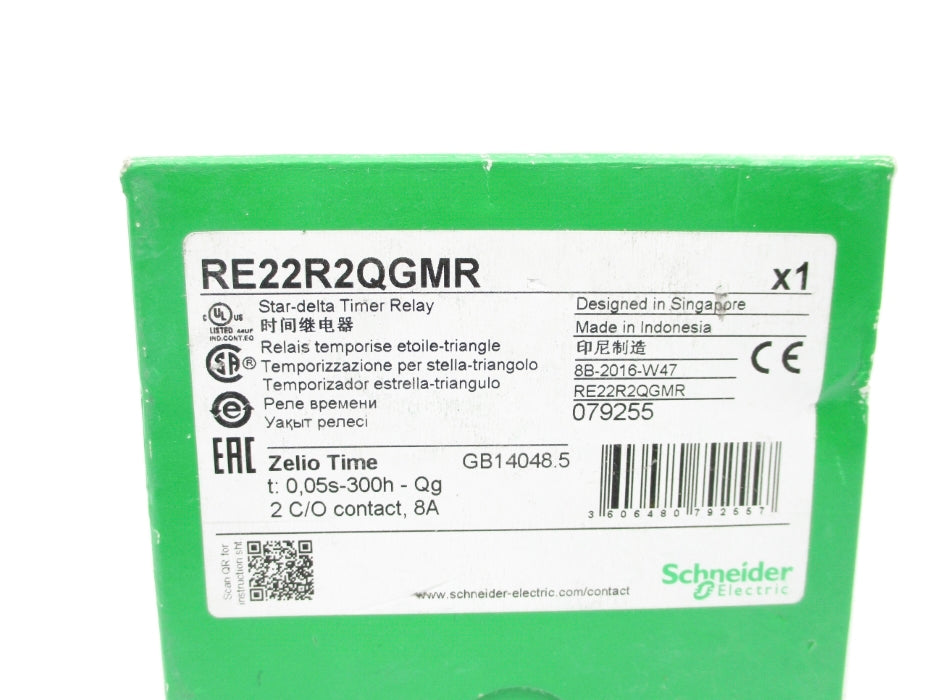 SCHNEIDER ELECTRIC RE22R2QGMR 8A 240VAC 0.05S-300H NSMP