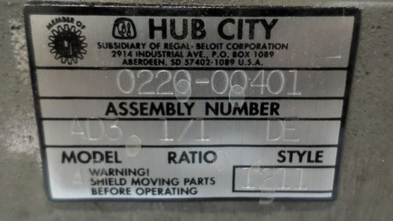HUB CITY AD3 0220-00401 GEAR REDUCER *NEW*