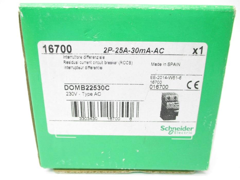 SCHNEIDER ELECTRIC DOMB22530C 16700 25A 230V NSMP