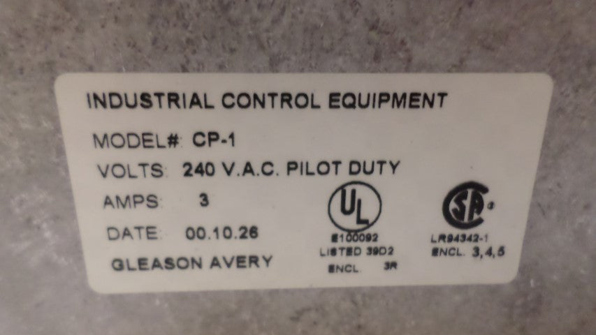 GLEASON AVERY CP-1 CEILING/WALL PULL SWITCH 3AMP 240VAC, PILOT DUTY (AS PICTURED) *NEW NO BOX*