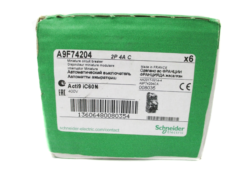 SCHNEIDER ELECTRIC A9F74204 4A 400V (PKG OF 6) NSFS