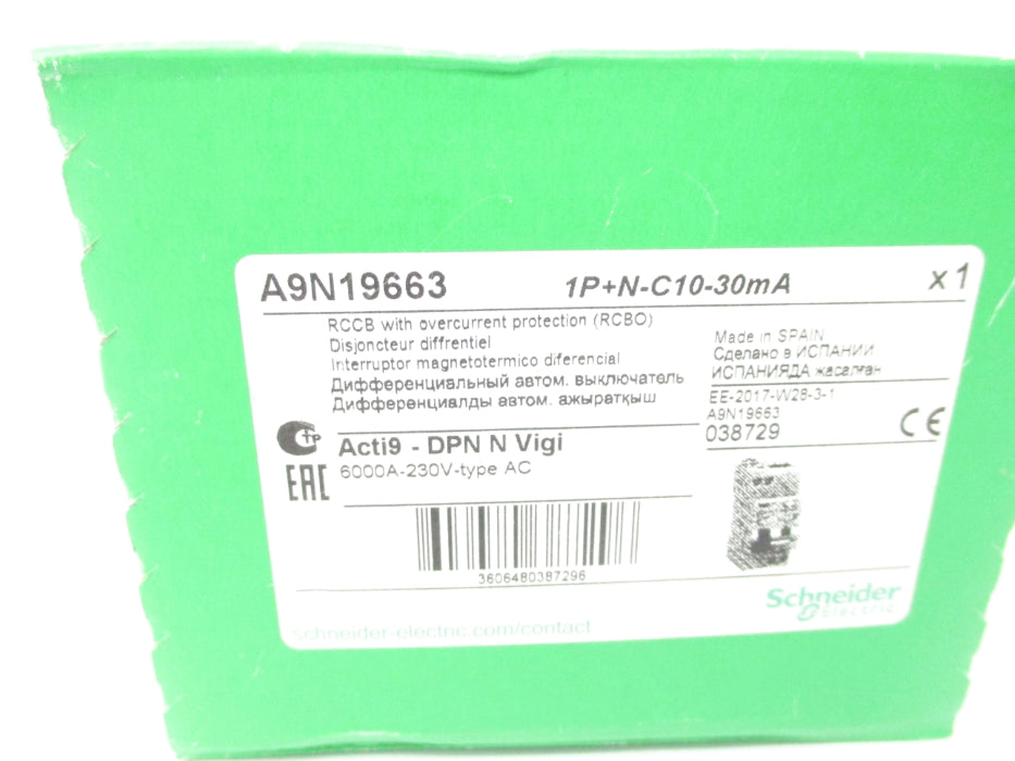 SCHNEIDER ELECTRIC A9N19663 10A 230V NSFS
