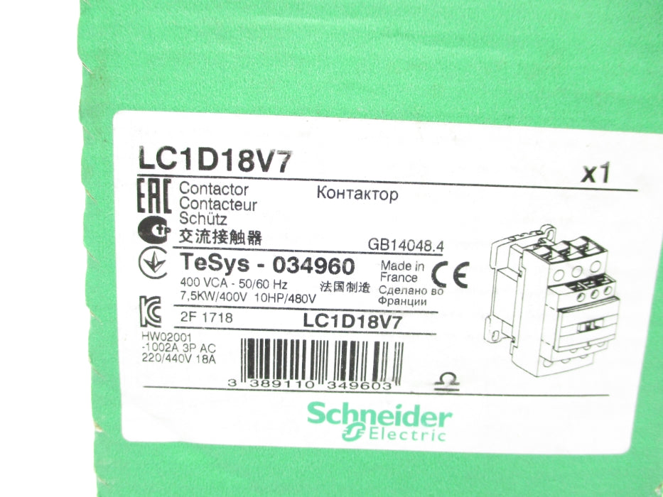 SCHNEIDER ELECTRIC LC1D18V7 220/440V NSFS
