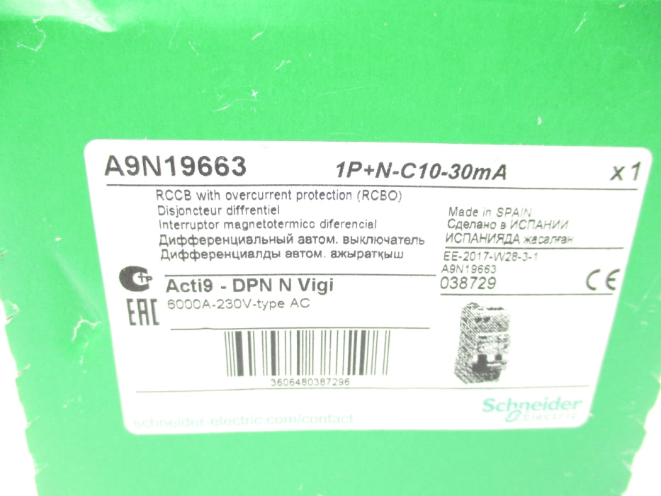 SCHNEIDER ELECTRIC A9N19663 10A 230V NSMP