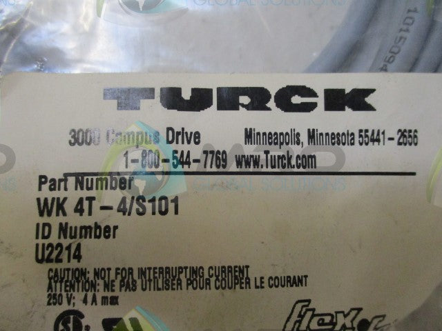 TURCK FLEX LIFE WK4T-4/S101 EUROFAST MOLDED CORDSET *NEW IN FACTORY BAG*