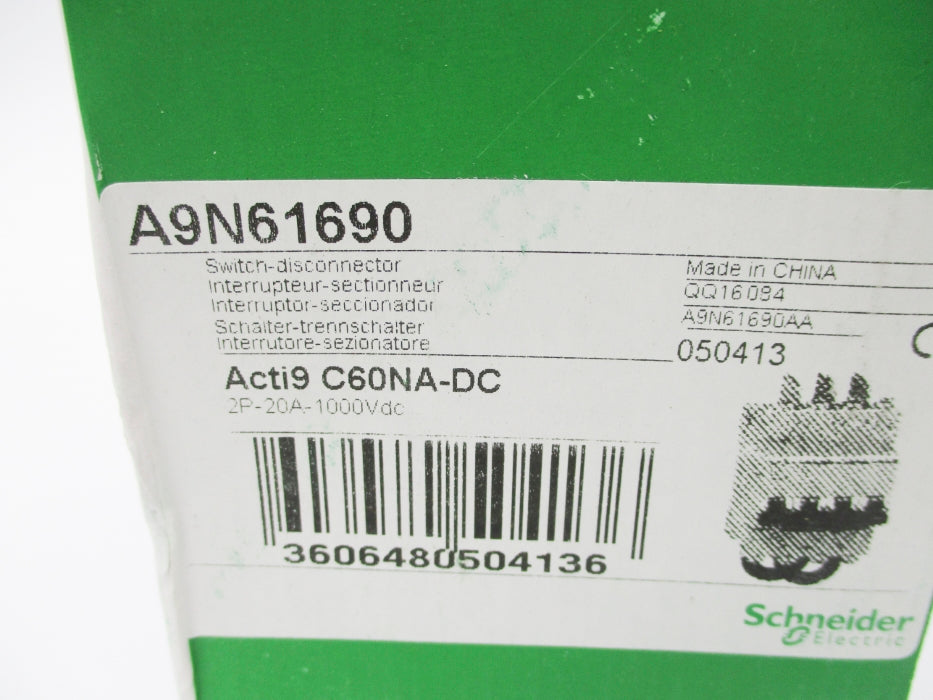 SCHNEIDER ELECTRIC A9N61690 20A 1000VDC NSMP