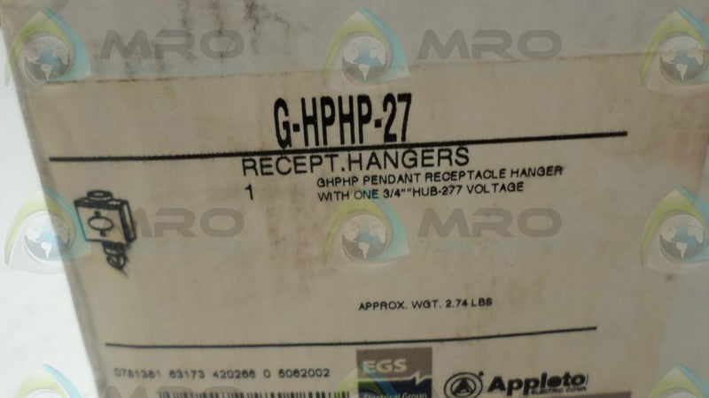 APPLETON G-HPHP-27 HANGER PENDANT RECEPT *NEW IN BOX*
