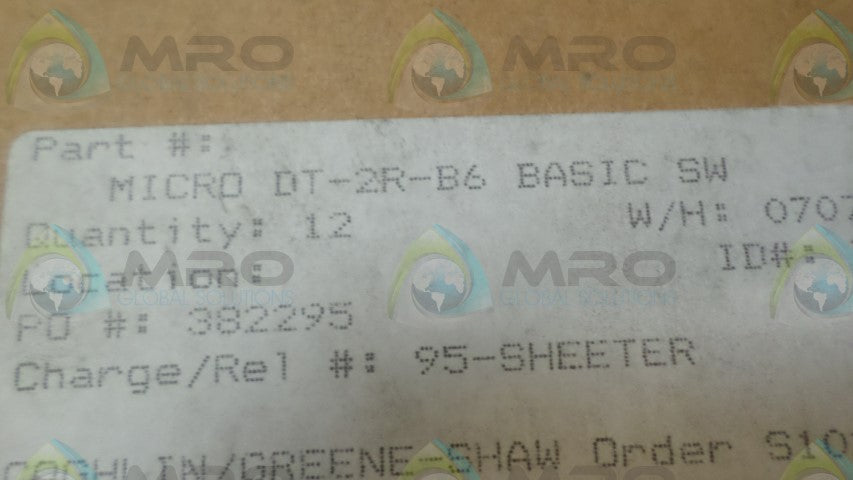 HONEYWELL DT-2R-B6 BASIC SWITCH *NEW IN BOX*