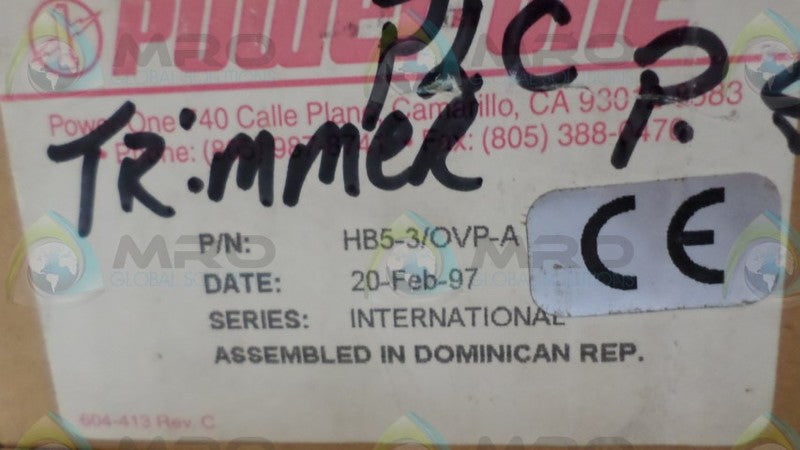 POWER-ONE HB5-3/OVP-A POWER SUPPLY * NEW IN BOX *