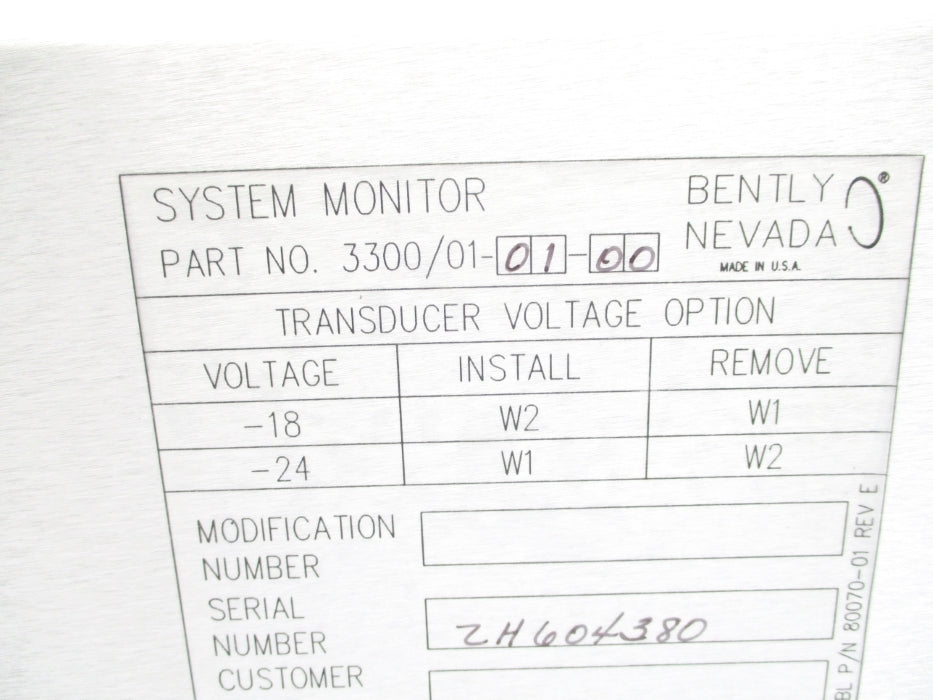 BENTLY NEVADA 3300/01-01-00 NSNP